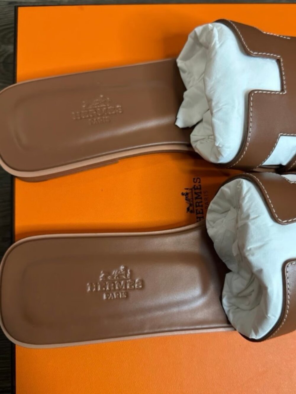 Brown Oasis Slide Sandals - Women's Leather Slides - Picture 3 of 8